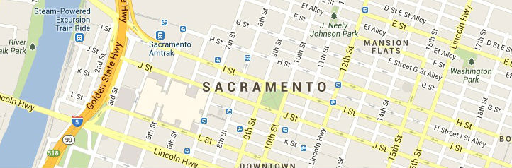 Map of Sacramento, CA Answering Service Coverage Area